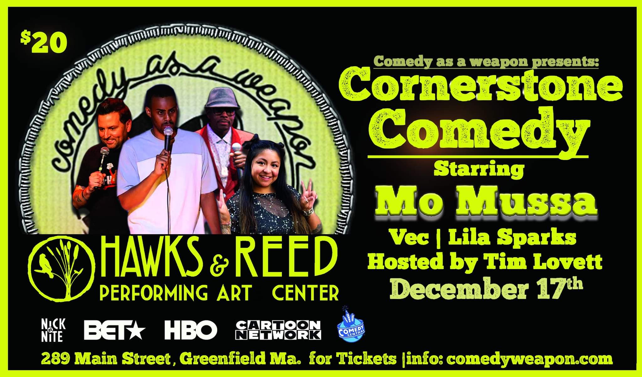 Cornerstone Comedy Ft. MO MUSSA at Hawks and Reed