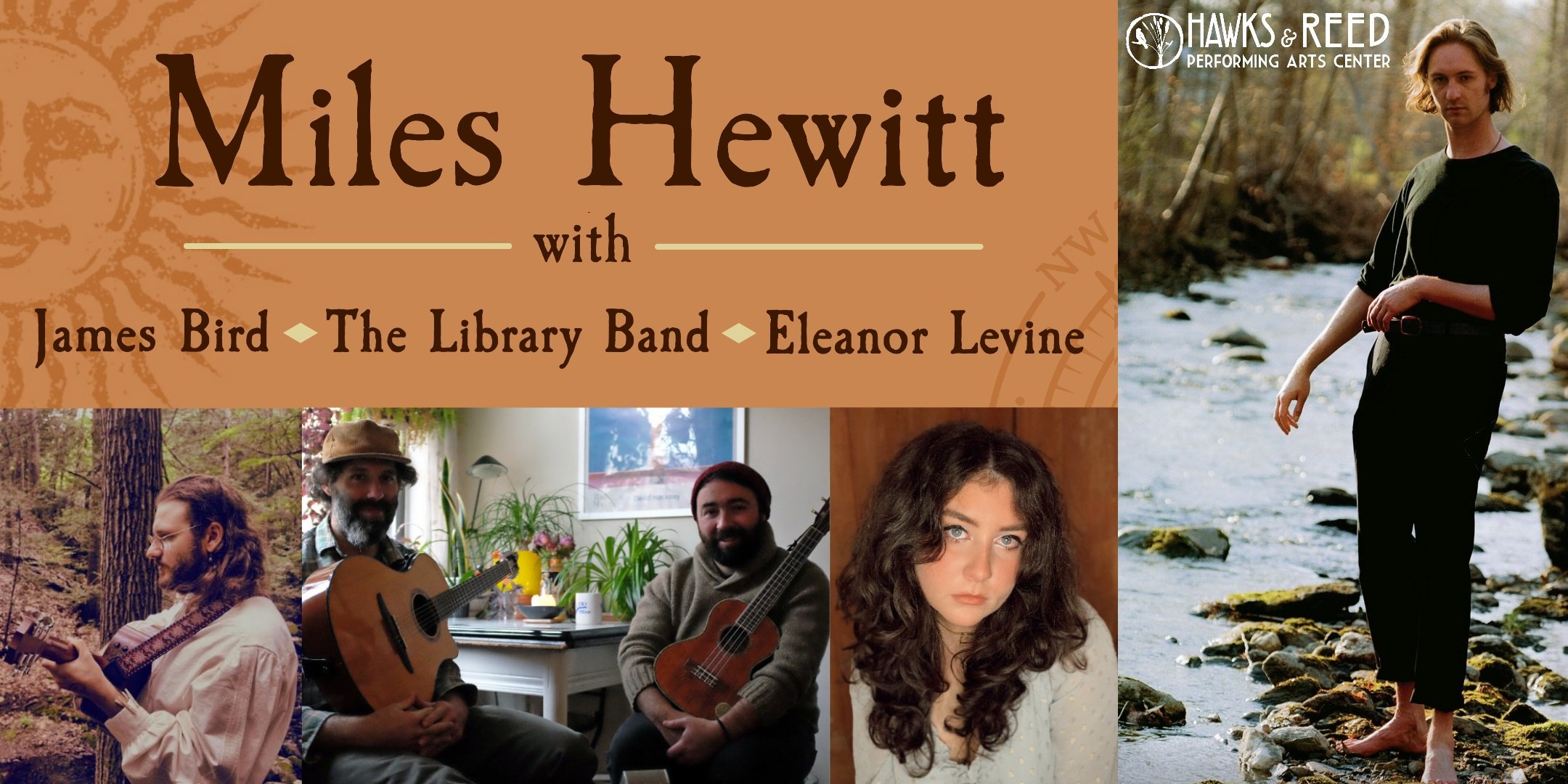Miles Hewitt with Eleanor Levine, James Bird, and The Library Band