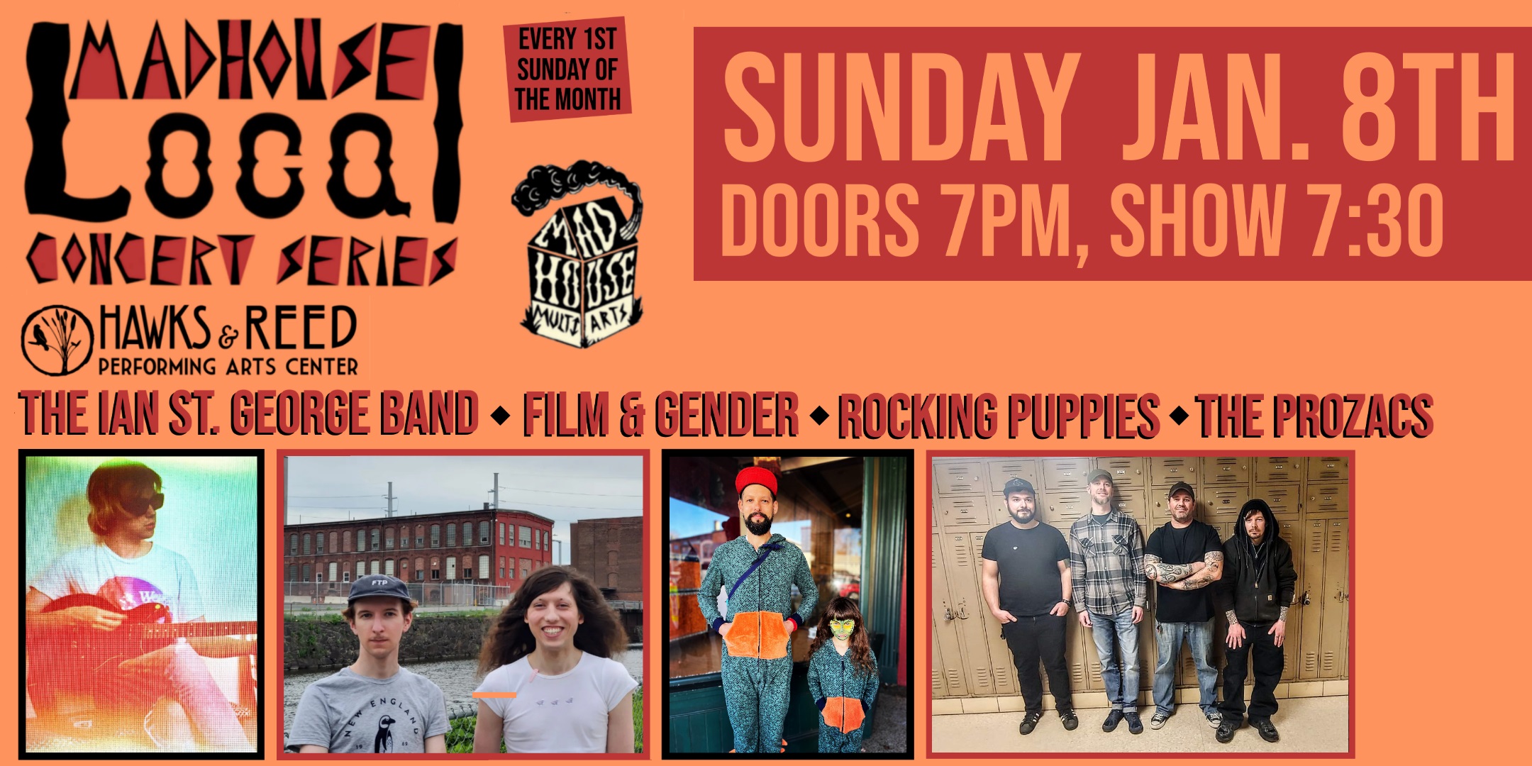 Madhouse Local Concert Series: The Ian St. George Band / Film & Gender / The Rocking Puppies / The Prozacs