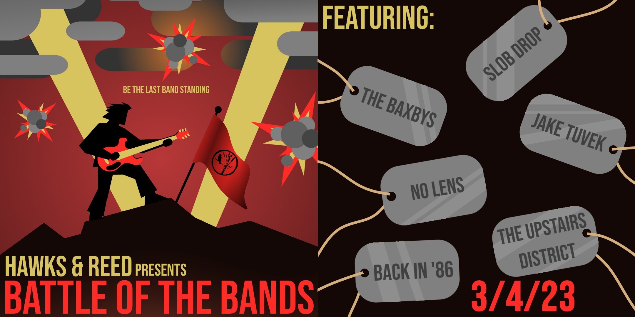 Battle of the Bands: No Lens / The Upstairs District / The Baxbys / The Agonizers / SLOB DROP / Jake Tuvek