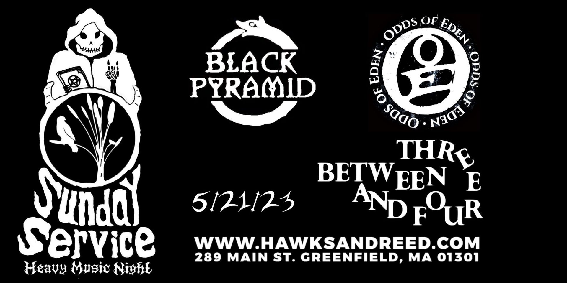 Sunday Service Heavy Music Night: Odds of Eden / Between 3 & 4 / Black Pyramid
